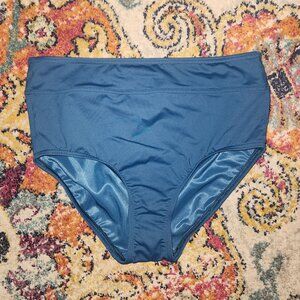 Lands’ End High-Waisted Swim Bottom – Size 8 – Baltic Teal Blue – NEW